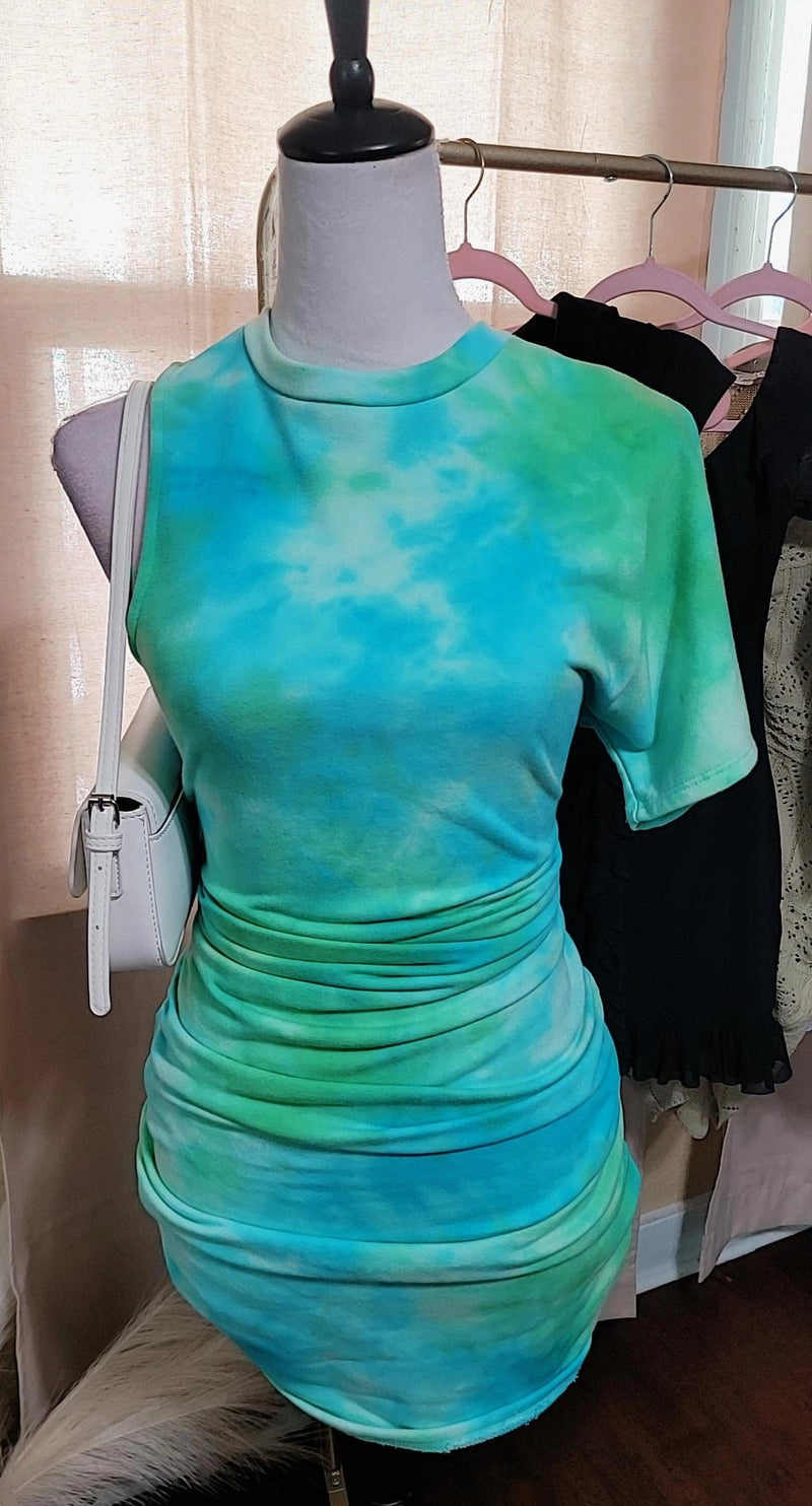 Terry tie dye dress matching w/mask