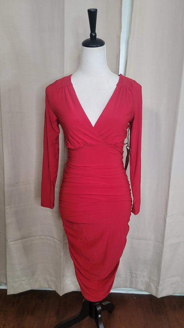 Debbie ruched midi dress(Ruby color)