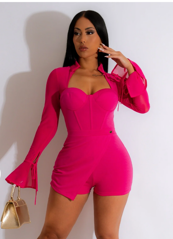 Cayla mesh mini romper (hot pink)